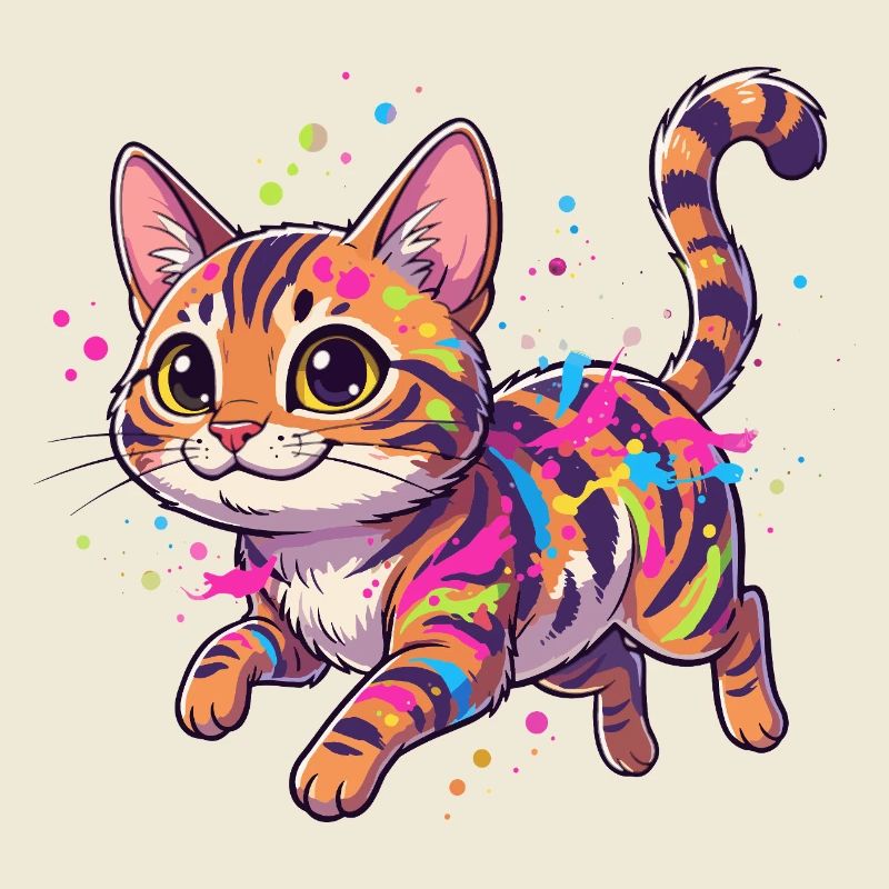 Art coloré éclaboussé de chats