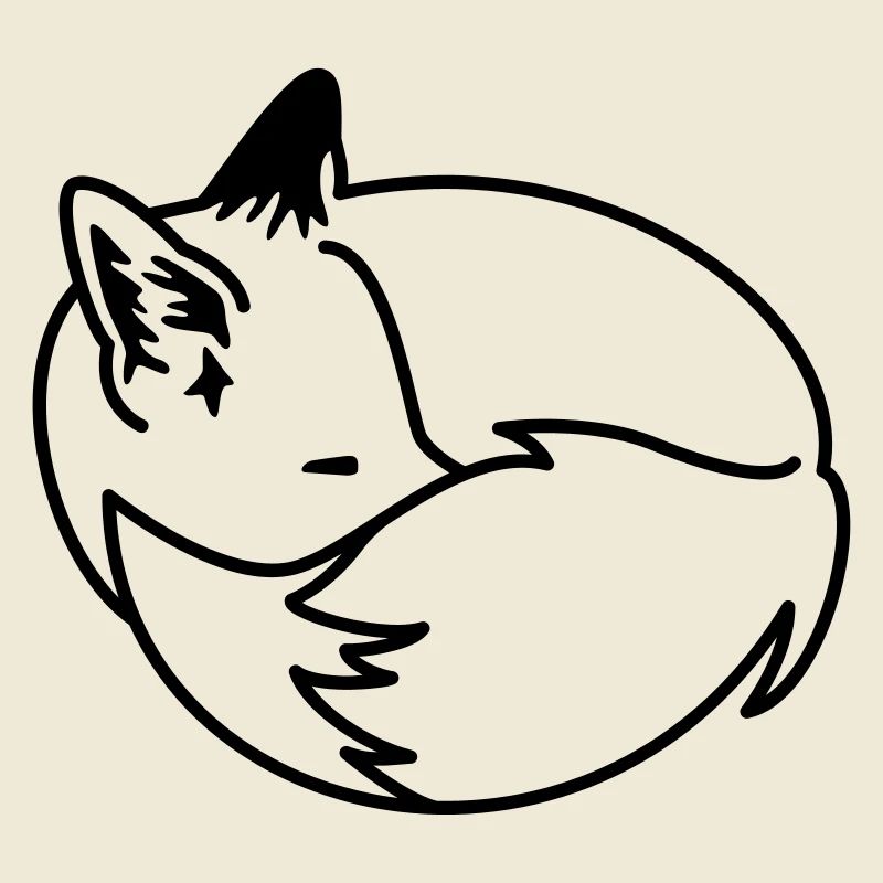 Fuchs eingekuschelt – Kawaii Fox Cartoon Design