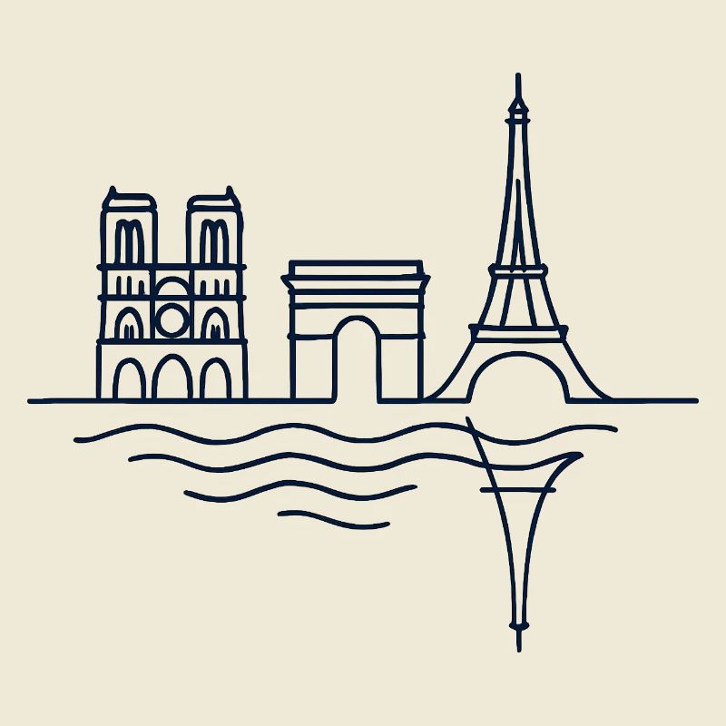 Paris Lines: Eiffel Tower and Arc de Triomphe