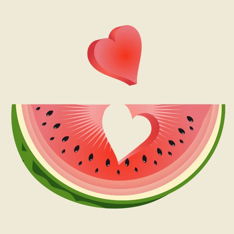 Stück einer Wassermelone mit Herz