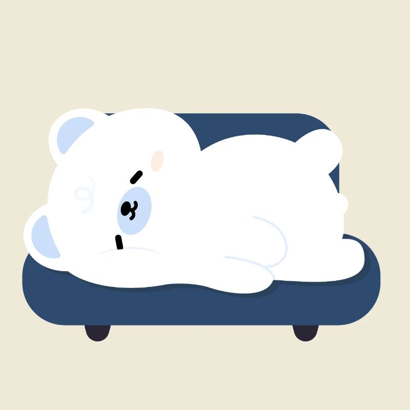 Müder Eisbär auf Sofa