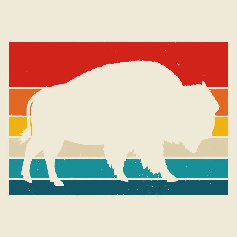 Bear Silhouette on Retro Rainbow Stripes
