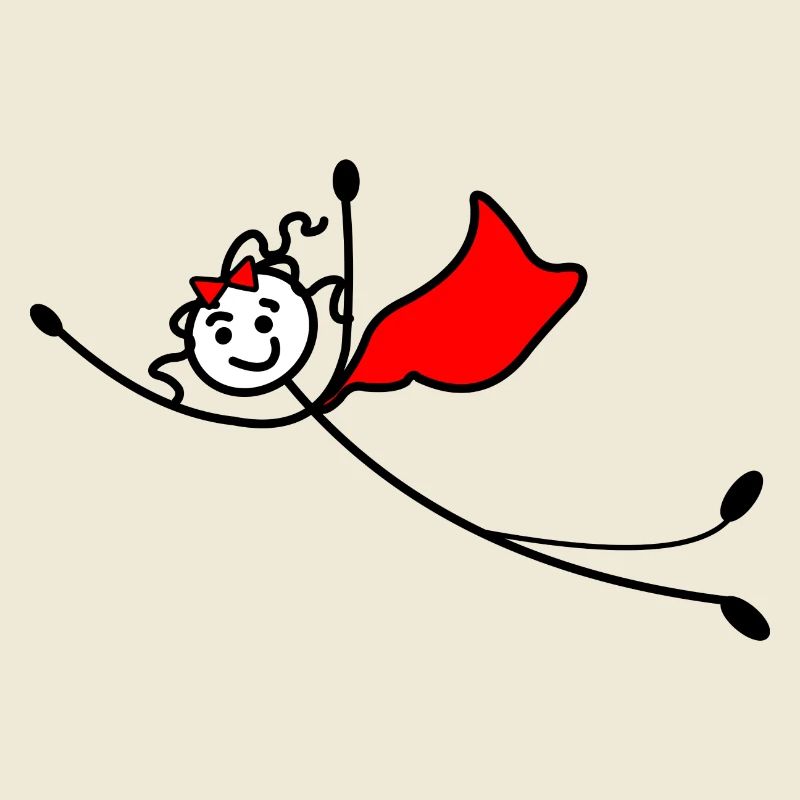 Fliegende Superfrau oder mit rotem Umhang