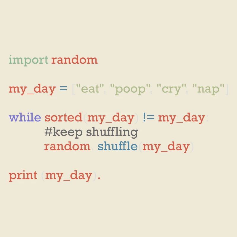 Drôle de code python sur la vie quotidienne, bébé