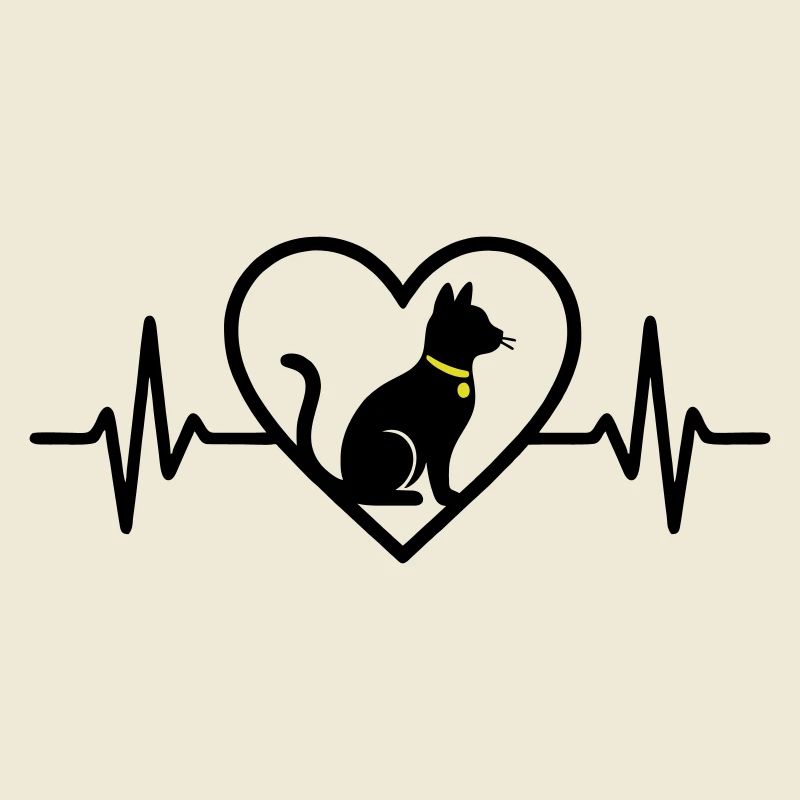 Katze Herz Silhouette Süß Pet Lover Geschenk