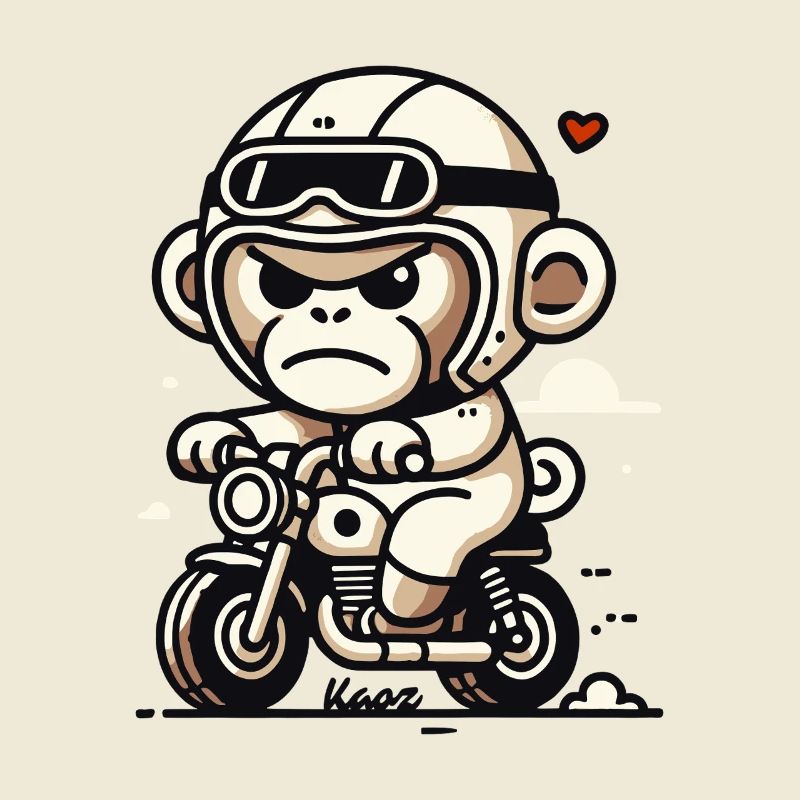 Little Biker Monkey on Small Motorcycle