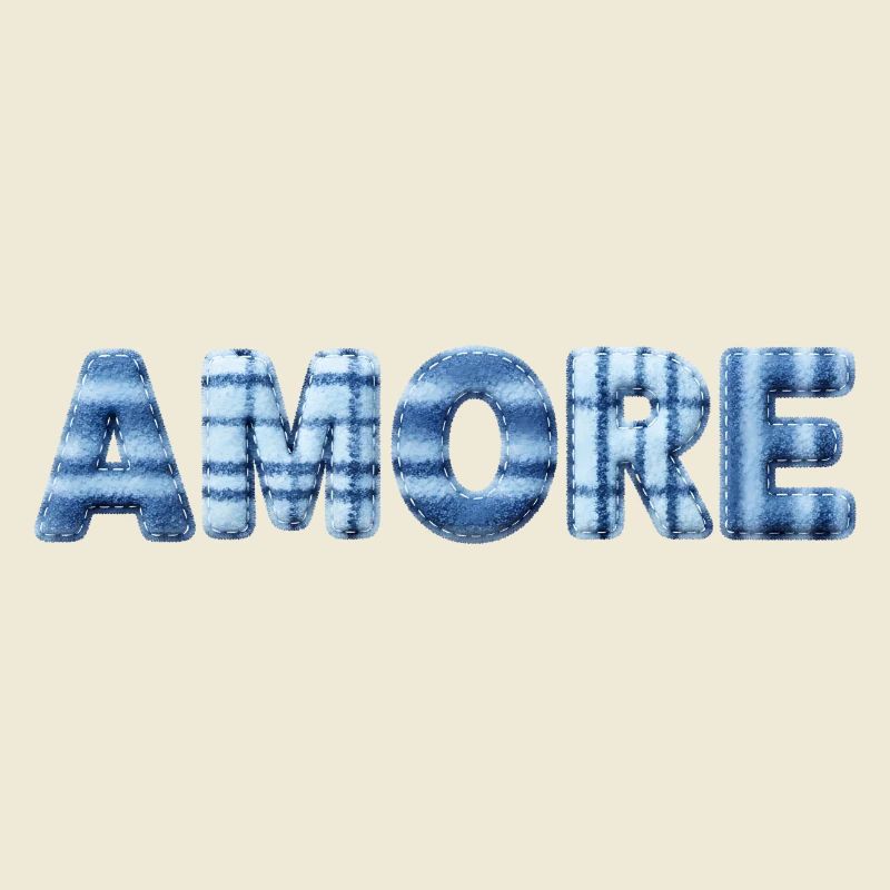 Amore Eisblau Schriftzug Patchwork Trend