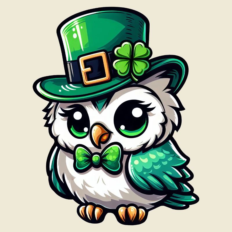 Süße Comic SchneeEule St. Patrick's Day Design