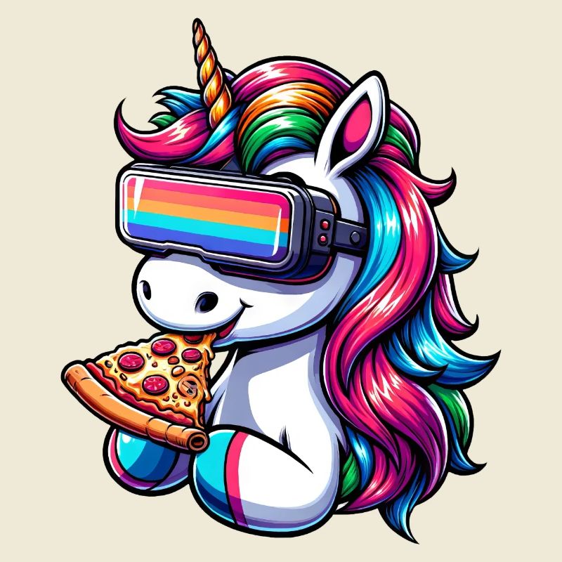 Einhorn VR Virtual Reality Regenbogen Pizza