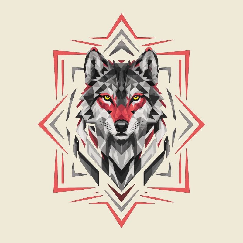 Geometric Wolf Red Black Artwork
