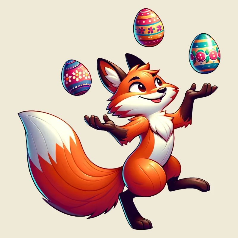 Easter Fox Juggler with Eggs