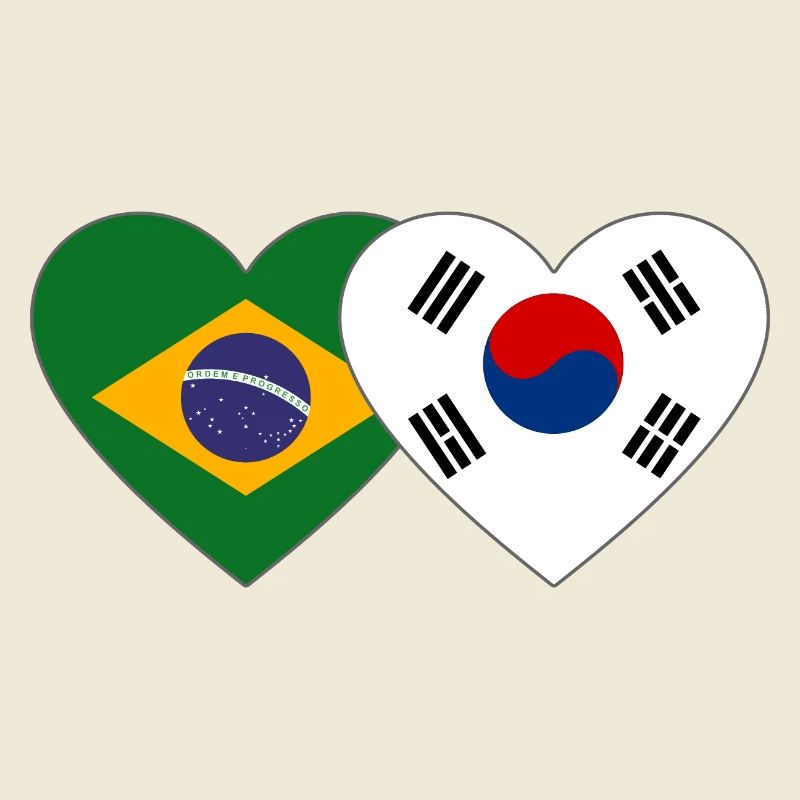 Brésil Corée du Sud Drapeau Coeur