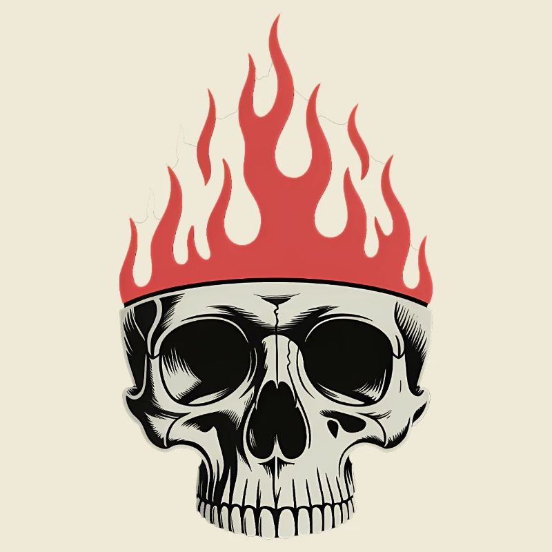 Flame Crown Skull - Cool Skeleton Tattoo