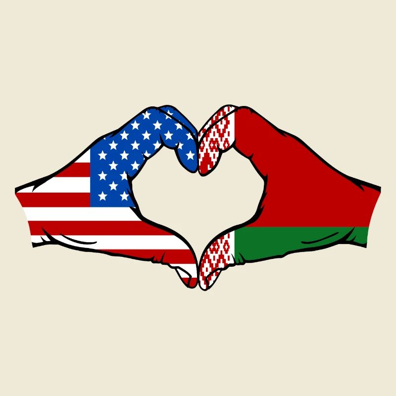 États-Unis Biélorussie drapeau mains forme coeur