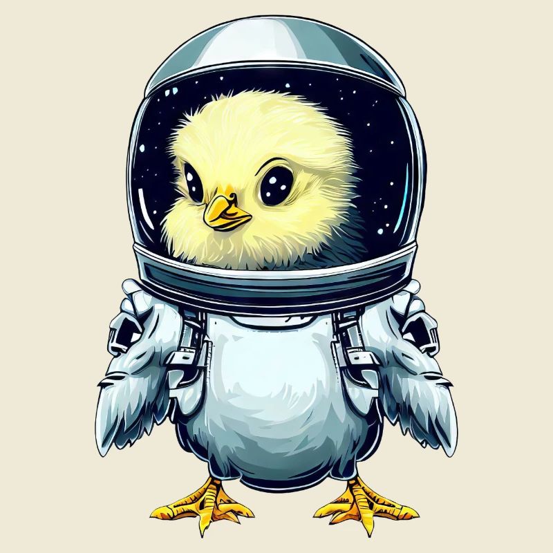 Chicken and chick astronauts, creative