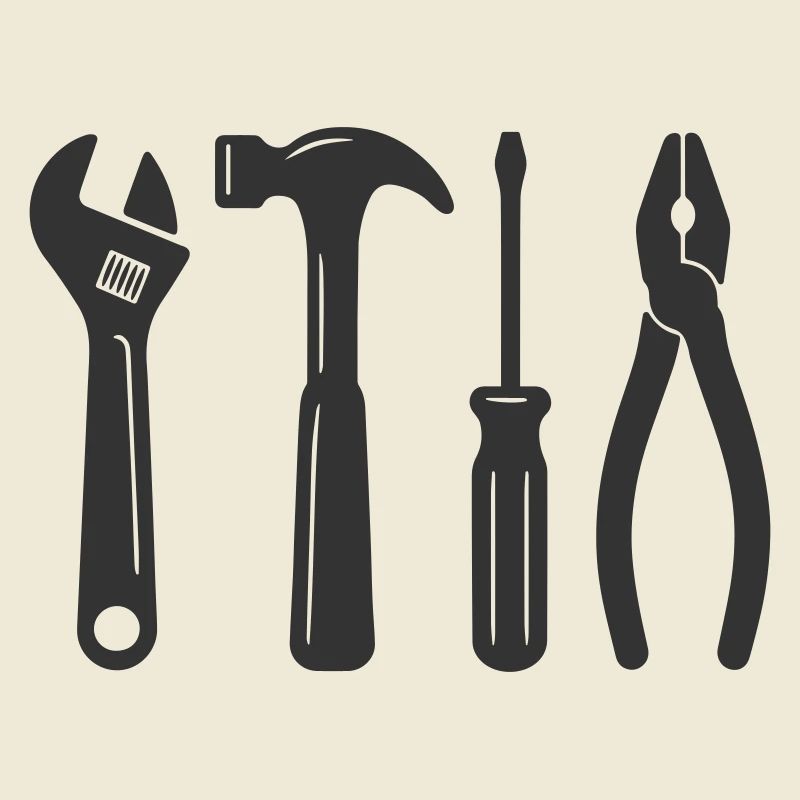 Tools logo. Tool icon symbol. Working tools. Tool