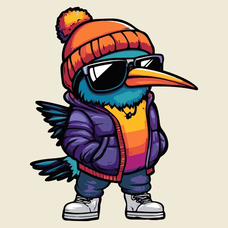 Kolibri Vogel Winter Comic