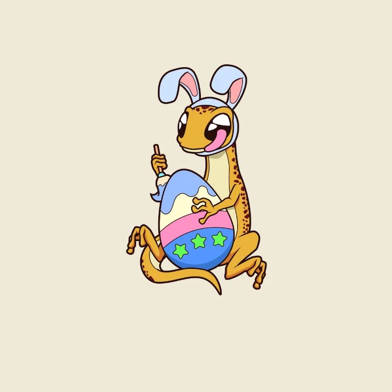 Fire salamander paints Easter eggs at Easter