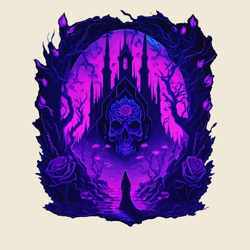 Neon Gothic Skull Architecture