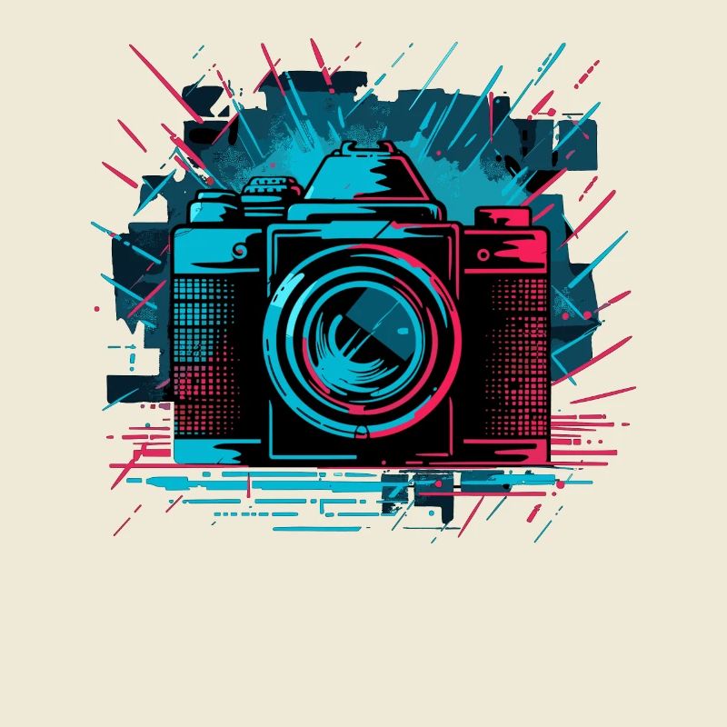 Colorful camera with splash effect