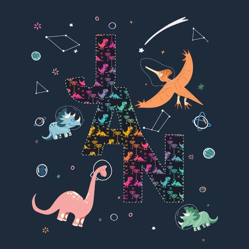 JAN - Beautiful boy name with dinosaur