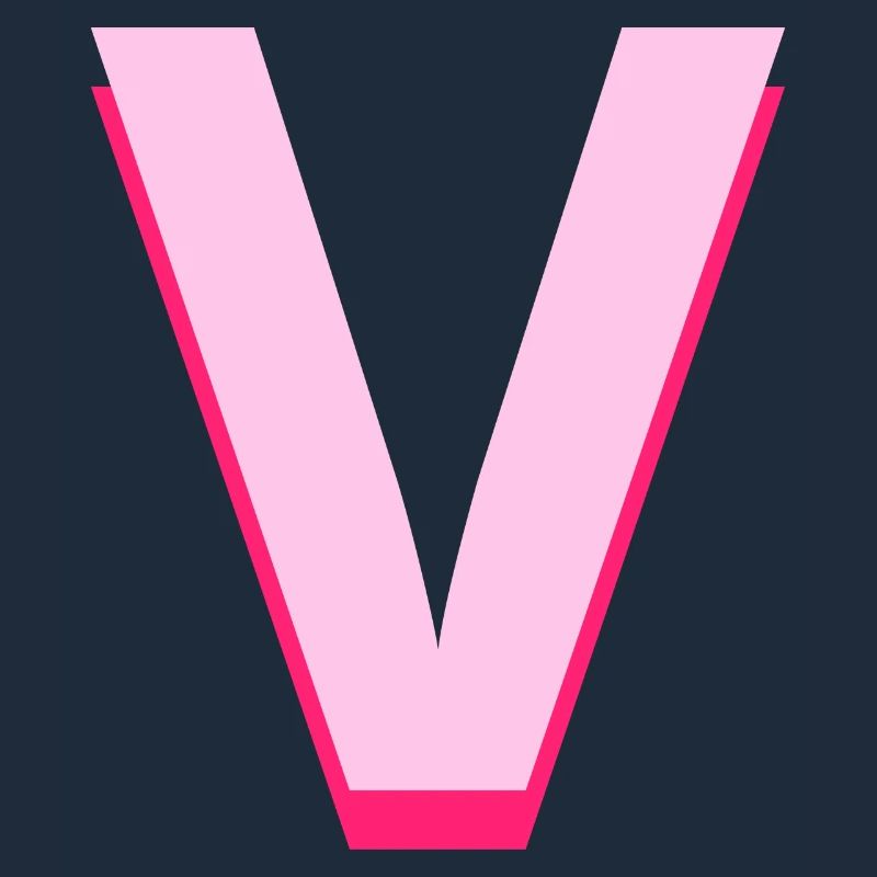 Pop und moderner rosa Buchstabe v