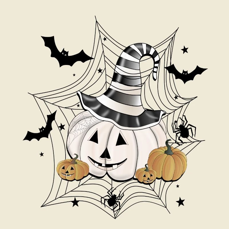 Pumpkin with witch hat
