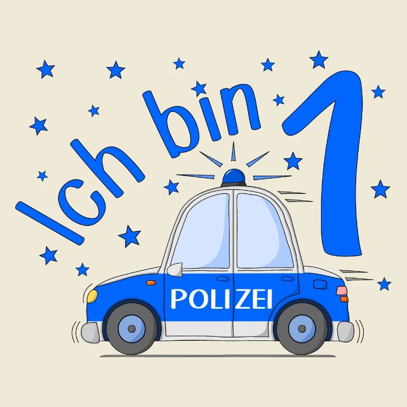 Polizeiauto Ich bin 1 Geburtstag Blau