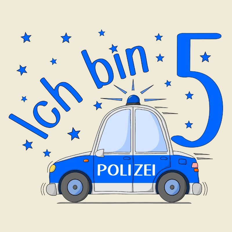 Polizeiauto Ich bin 5 Geburtstag Blau