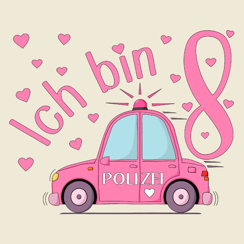 Polizeiauto Ich bin 8 Geburtstag Rosa
