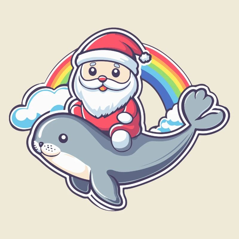 Robbe Tier Weihnachtsmann Regenbogen