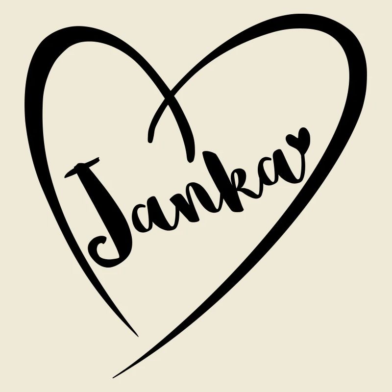 Janka surname first name in heart frame
