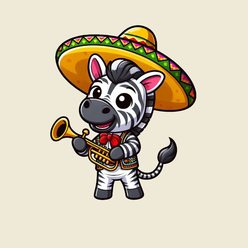 Cinco de Mayo Zebra: Trompeter in Schwarz-Weiß