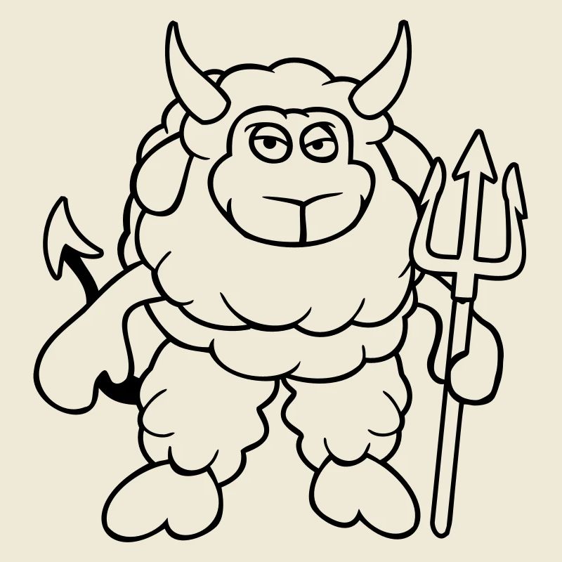 Sheep Devil Satan Hell Evil Trident Horns Cool