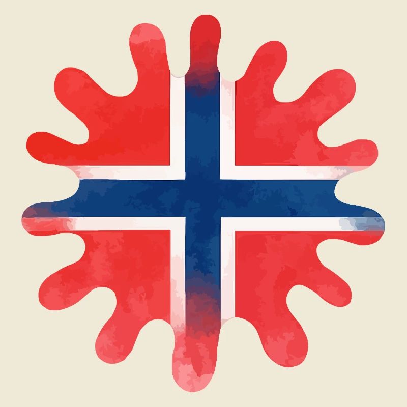 Norway Flag Paint Blobs Blobs