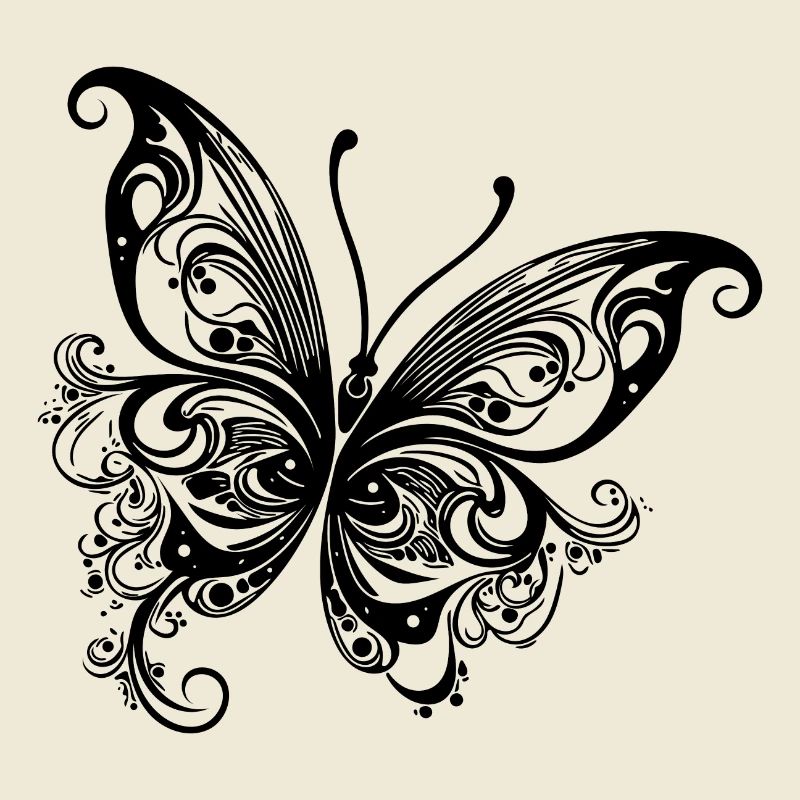Lines and Dots Style Butterfly Drawing