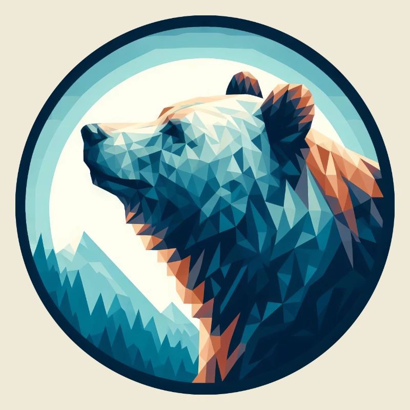 Polygon bear polar bear in polygon geometric style
