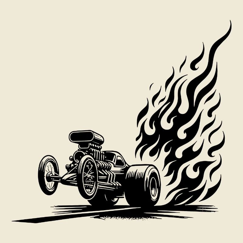 Speeding Dragster Car with Impressive Flames