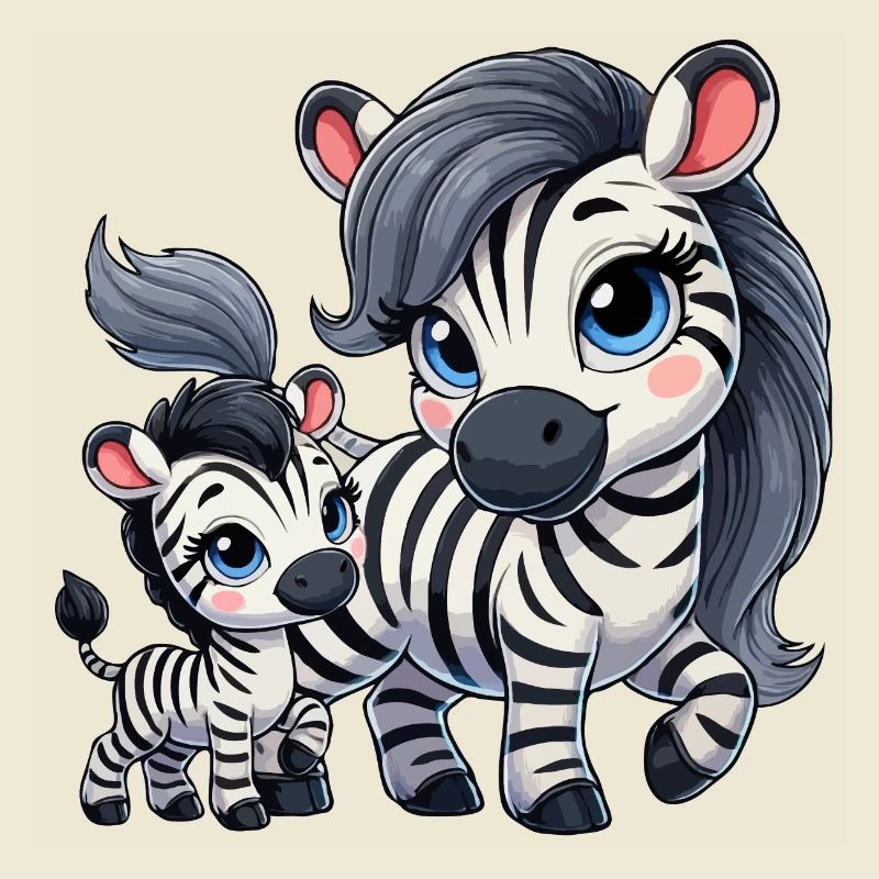 Zebra-Mutter mit Kind
