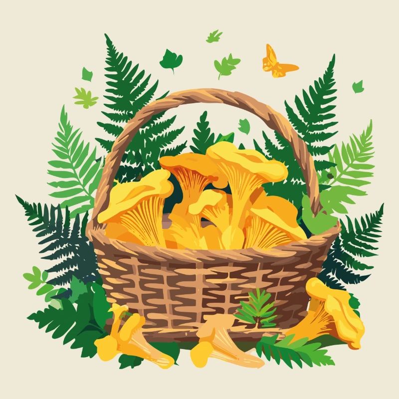 Panier de champignons chanterelle