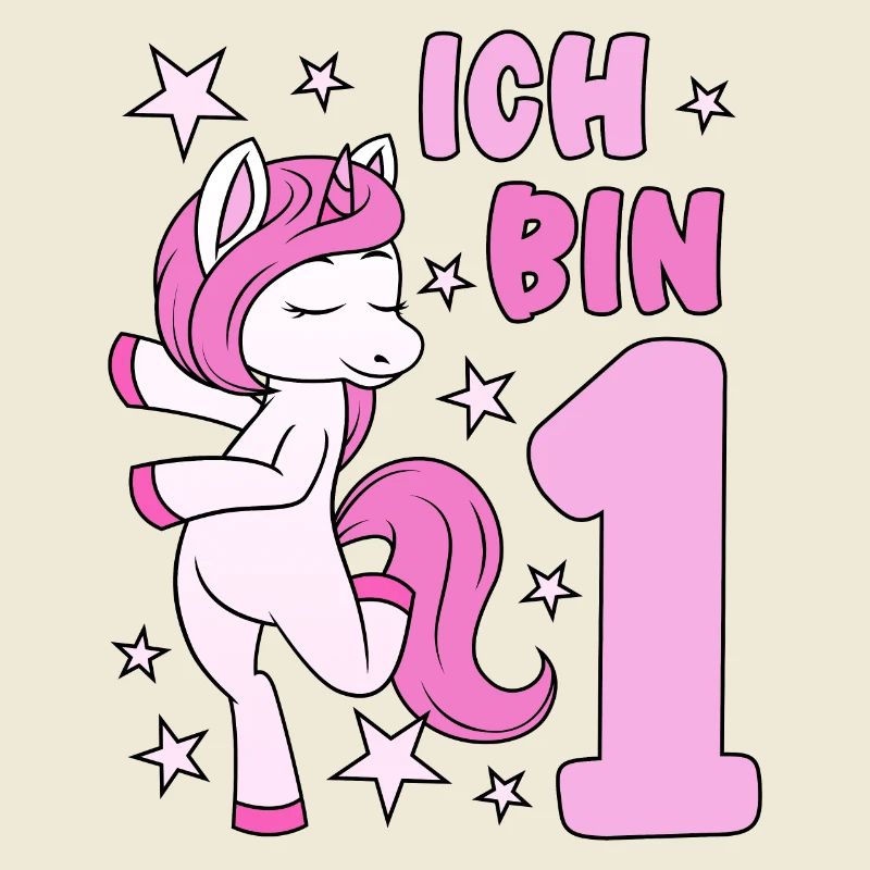 1. Geburtstag Mädchen süßes rosa Einhorn Ich bin 1