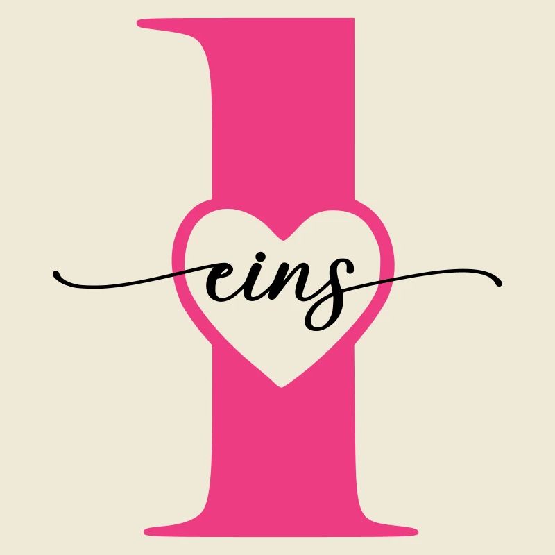 Ziffer Eins 1 mit Herz