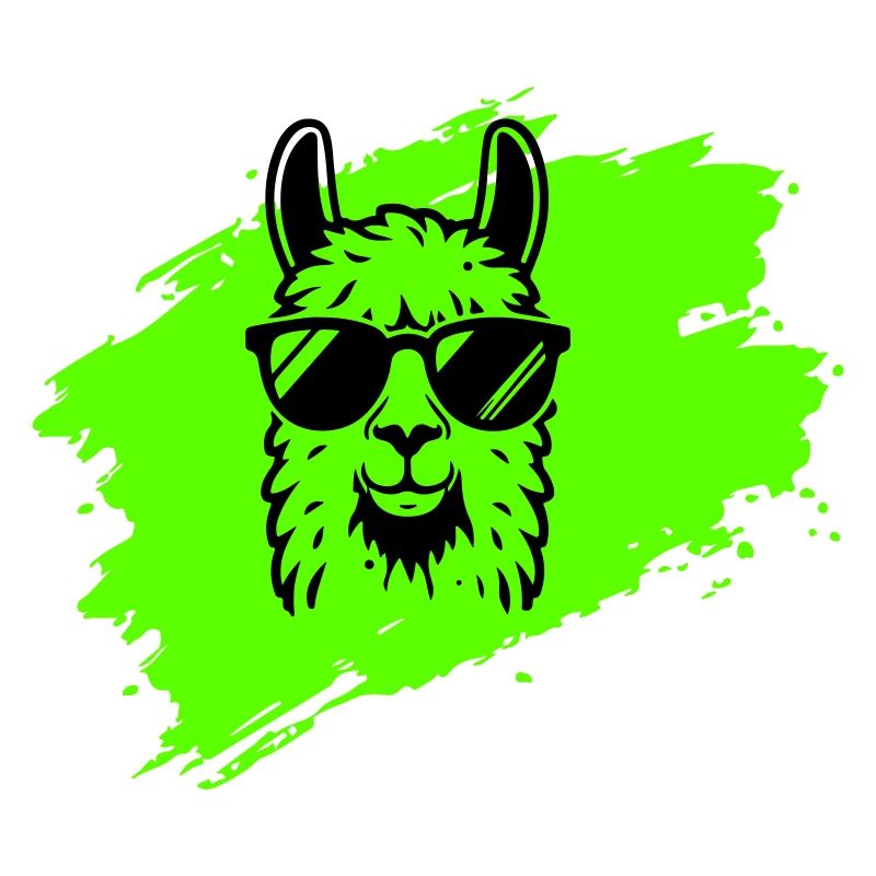 Lama oder Alpaka mit Sonnenbrille im Neonstil