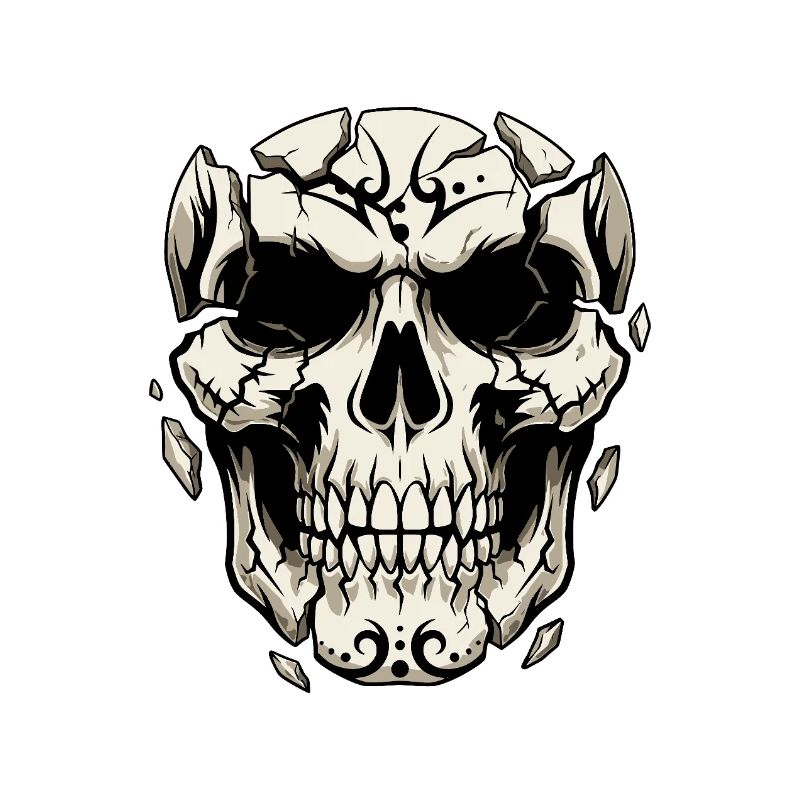 Splitternder Schädel – Gothic Grafik