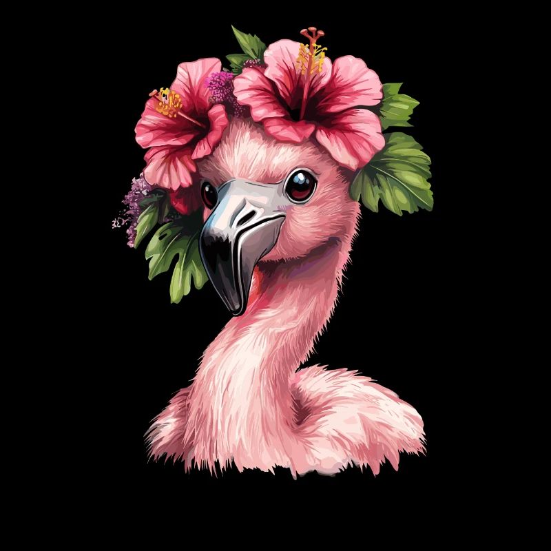 Flamingo mit Hibiskus