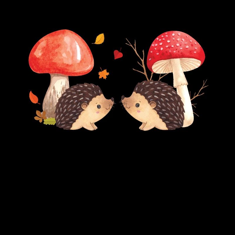 Mignon hérissons et champignons Illustration d’automne Mignon