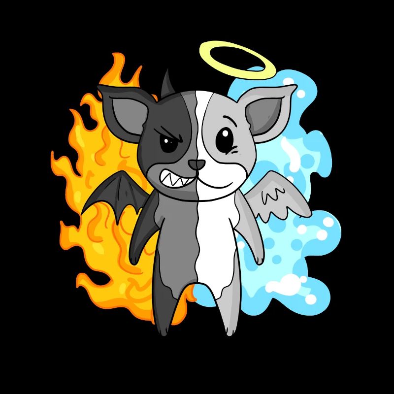 Dog Terrier - Angel and Devil