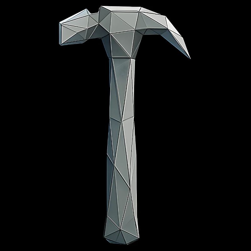 Marteau Low Poly - Outil artisanal
