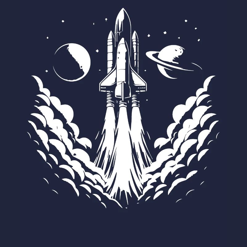 launching rocket, pixel art, outer space