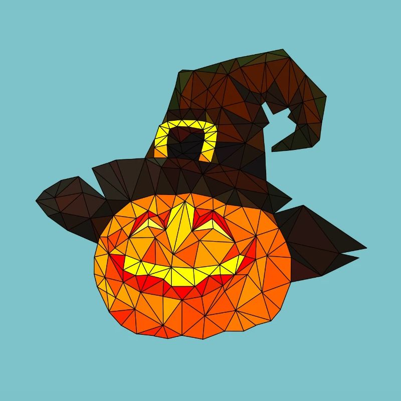 Polygonal Halloween Pumpkin Triangular Poly Art